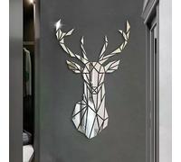 Autocollants muraux miroir 3D style nordique en acrylique, tête de cerf, autocollant mural lavable pour bricolage, décoration murale de salon~0228