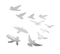 Autocollants Muraux Miroir, Autocollant Décoratif en Forme d'oiseau, Facile à Installer, pour la Décoration du Salon et de la Chambre à Coucher (SILVER)