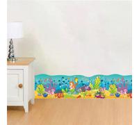 Autocollants muraux motif poissons et vie marine pour chambre d'enfant, salle de bain, décoration d'intérieur, imperméables, pour plinthes et toilettes~01495