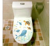 Autocollants muraux motif poissons et vie marine pour chambre d'enfant, salle de bain, décoration d'intérieur, imperméables, pour plinthes et toilettes~01245