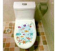 Autocollants muraux motif poissons et vie marine pour chambre d'enfant, salle de bain, décoration d'intérieur, imperméables, pour plinthes et toilettes~01491