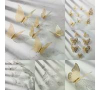 Autocollants Muraux Papillons en Cristal 3D - 12 Pièces