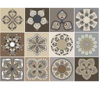 Autocollants muraux pour cuisine et salle de bains – 12 autocollants « Salernes » imitation carreaux de ciment – 12 autocollants, 20 x 20 cm