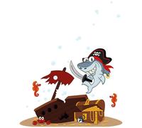 Autocollants muraux – Requin pirate et trésor – Autocollants – 180 x 120 cm