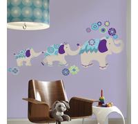Autocollants muraux RoomMates - Eléphants (bleu/violet)