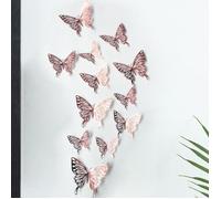 Autocollants papillon en papier creux 3D, 12 pièces, décoration de chambre de bébé/fille