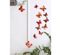 Autocollants papillon vinyle 3D - 12 pièces - Rouge