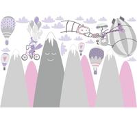 Autocollants pour enfants représentant des montagnes et des animaux scandinaves, 100 x 150 cm