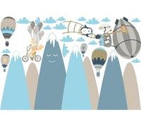 Autocollants pour enfants représentant des montagnes scandinaves et des animaux en voyage, 120 x 180 cm