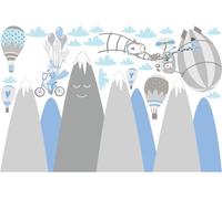 Autocollants pour enfants représentant des paysages de montagne scandinaves et des animaux en liberté, 120 x 180 cm