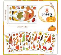 Autocollants pour fenêtres, lot de 8, autocollants d'automne, automne, feuilles, autocollants pour fenêtres, fête des récoltes, décoration de fenêtre, automne, autocollants, décoration pour la fête de