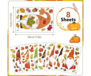 Autocollants pour fenêtres, lot de 8, autocollants d'automne, automne, feuilles, autocollants pour fenêtres, fête des récoltes, décoration de fenêtre, automne, autocollants, décoration pour la fête de