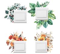 Autocollants pour interrupteur, lot de 4, décorations murales représentant des plantes des quatre saisons