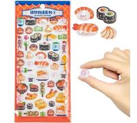Autocollants Puffy - Stickers Sushi En Relief 3D | Adhésifs Mignons Pour - Mini Décoration Pour Scrapbook, Agenda & Cahier - Autocollants Auto-adhésifs Ṕour Coque Téléphone, Ordinateur Portabl