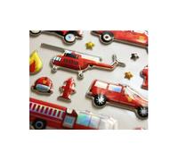 Autocollants réutilisables - Relief 3D - Pompiers - Effet métallique