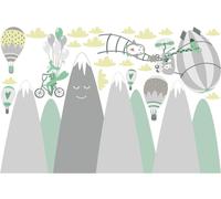 Autocollants scandinaves représentant des animaux et des acrobates, 110 x 165 cm