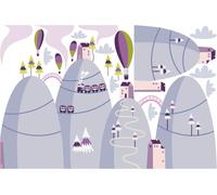 Autocollants scandinaves représentant des montagnes avec des montgolfières flottant dans les airs, 110 x 165 cm