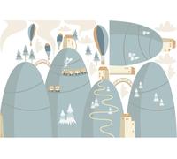 Autocollants scandinaves représentant des montagnes avec des montgolfières haut dans le ciel, 90 x 135 cm