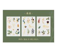 Autocollants Séries Langue Fleur D'or Plante Bronzante, Étiquette, Matériel Pour Compte À Main, Diy Bricolage, 3 Feuilles En 8 Styles