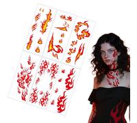 Autocollants Temporaires 6 Feuilles Imperméables Et | Autocollants Flammes pour Adultes Pour Et Adolescents Fêtes Halloween Anniversaire Fête Du Feu