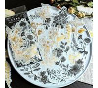 Autocollants Vintage Pour Journal Fleur Plante, Étiquette Scrapbooking, En Papier Or, Crâne, Pour Journal Intime, Fournitures De Journal, Diy Bricolage, 60 Pièces/Paquet