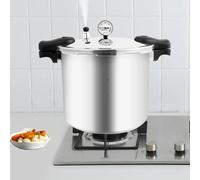 Autocuiseur - 22 l en alliage d'aluminium - Pression de service de 90 kPa - Couvercle extérieur -manuelle et manomètre - 32 × 28 cm - Argent