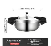 Autocuiseur 3.8L - Cocotte minute - inoxydable - Antidéflagrant - 28cm diamètre -Convient cuisinières à gaz,plaques à induction,etc