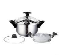 Autocuiseur 4 L en acier inoxydable – Autocuiseur compatible induction – Casserole à couscous 2 en 1 – Avec panier vapeur et couvercle en verre – Royal Swiss