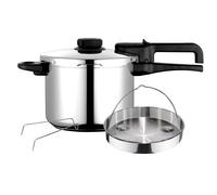 FAGOR DUAL Xpress 6 Autocuiseur à induction 6 litres, Acier inoxydable 18/10, Pression progressive Argent