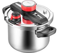Autocuiseur, autocuiseur en acier inoxydable de 6 litres, autocuiseur avec panier vapeur, couvercle en verre trempé, trois réglages de pression pour la viande, les haricots, le riz, la soupe, les sauc