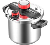 Autocuiseur, autocuiseur en acier inoxydable de 7 litres, autocuiseur avec panier vapeur, couvercle en verre trempé, trois réglages de pression pour la viande, les haricots, le riz, les soupes, les sa