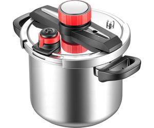 Autocuiseur, autocuiseur en acier inoxydable de 7 litres, autocuiseur avec panier vapeur, couvercle en verre trempé, trois réglages de pression pour la viande, les haricots, le riz, les soupes, les sa