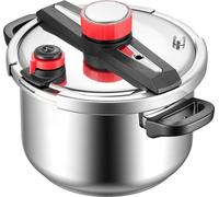 Autocuiseur, autocuiseur en acier inoxydable de 9 litres, autocuiseur avec panier vapeur, couvercle en verre trempé, trois réglages de pression pour la viande, les haricots, le riz, la soupe, les sauc