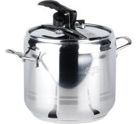 Autocuiseur, capacité 7 litres, matériau inox, dimensions 19,5x26x22 cm, compatible avec différents types de feux, 2 soupapes de sécurité