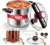 Autocuiseur - Cocotte-minute - Capacité 11 L - Acier inoxydable - Panier vapeur - Couvercle en verre trempé - 3 niveaux de pression - Jusqu'à 100 kPa