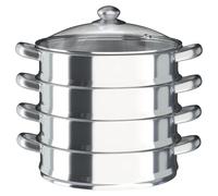 Autocuiseur en acier inoxydable - Cuiseur vapeur 30 cm - Casserole 36,5 x 39,5 cm - Compatible avec la plupart des types de cuisinières - Usage domestique et professionnel - Argent