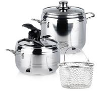 Autocuiseur en acier inoxydable - ORION - 3,5L & 5L - Lot de 2 pièces - Compatible induction - Fond à 3 couches