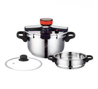 Autocuiseur et cocotte à couscous 8 litres en acier inoxydable 2-en-1, compatible induction, avec couvercle en verre Royal Swiss