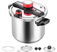 Autocuiseur SucceBuy 11 L, autocuiseur en acier inoxydable avec panier vapeur et couvercle en verre trempé, 3 niveaux de pression pour la viande, les haricots, le riz, les soupes et les sauces, pressi