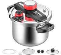 Autocuiseur SucceBuy 6 L, autocuiseur en acier inoxydable avec panier vapeur, couvercle en verre trempé et 3 niveaux de pression pour la viande, les haricots, le riz, les soupes et les sauces, pressio