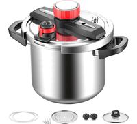 Autocuiseur SucceBuy 7 L, autocuiseur en acier inoxydable avec panier vapeur et couvercle en verre trempé, 3 niveaux de pression pour la viande, les haricots, le riz, les soupes et les sauces, pressio