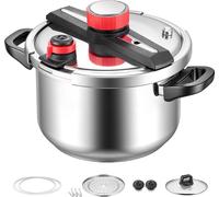 Autocuiseur SucceBuy 9 L, autocuiseur en acier inoxydable avec panier vapeur et couvercle en verre trempé, 3 niveaux de pression pour la viande, les haricots, le riz, les soupes et les sauces, pressio