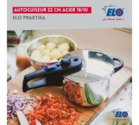 Autocuiseur Vapeur ELO Praktika, 22 cm, 4 Litres, Acier Inoxydable 18/10, Tous Feux Dont Induction