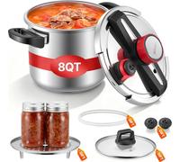 Autocuiseur VEVOR 7 L, autocuiseur en acier inoxydable avec panier vapeur et couvercle en verre trempé, 3 niveaux de pression pour la viande, les haricots, le riz, les soupes et les sauces, autocuiseu