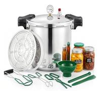 Autocuiseurs haute capacité de 15 pintes avec grille de cuisson et conserves sous pression avec manomètre Soupape de sécurité antidéflagrante large idéale pour les gros travaux de mise en conserve