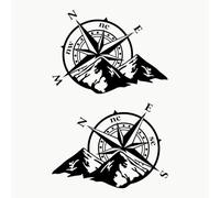 Autodomy Autocollants Boussole Monde Rose des Vents Pack de 2 Unités 37x27 cm | Autocollant Camping Car Résiste la Pluie et Soleil | Stickers Boussole Voiture, Moto, Van