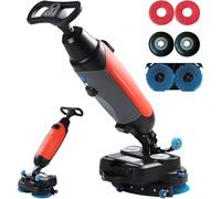 Autolaveuse automatique commerciale 17" à batterie, double brosse, rotation à 360°, 350 tr/min, 12 900 pi² (rouge)