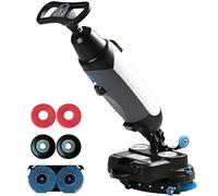 Autolaveuse commerciale sans fil robuste, polisseuse autoportée de 43 cm avec double brosse, nettoyeur de sols avec batterie au lithium rechargeable de 15 A (blanche)