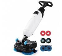 Autolaveuse de Sols pour Carrelage et Béton,Laveuse Électrique Sans Fil 36V,Autolaveuse Verticale et Aspirateur Nettoyeur Sol avec Double Brosse 2x250W,Raclette d’Aspiration, 43cm,Pro White
