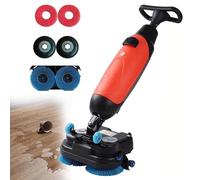 Autolaveuse de sols sans fil professionnelle, brosse motorisée rotative à 360°, polisseuse de carrelage et extracteur de moquette, compatible avec les surfaces en vinyle, béton et LVT (rouge